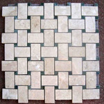 Mosaic Marble Tile St. Louis - Polished Marble Mosaic Tile Crema Marfil Verde Dot